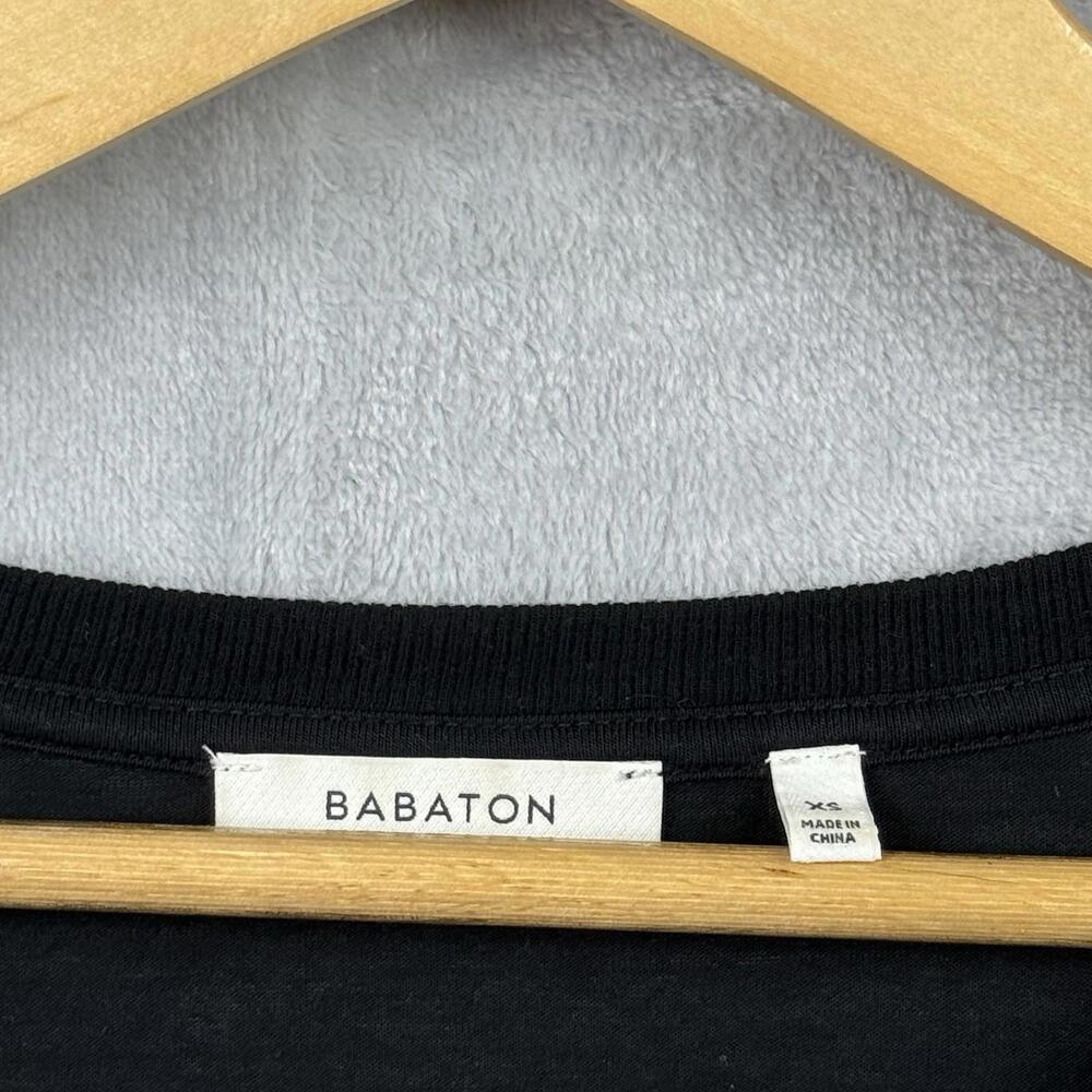 Aritzia Babaton Black 3/4 Sleeve Relaxed Fit Top Size XS Minimalist Essential - Picture 3 of 9